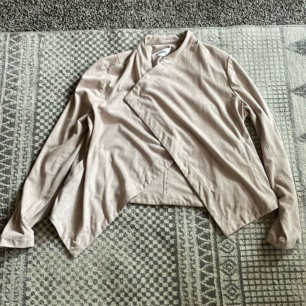 Faux suede open front jacket